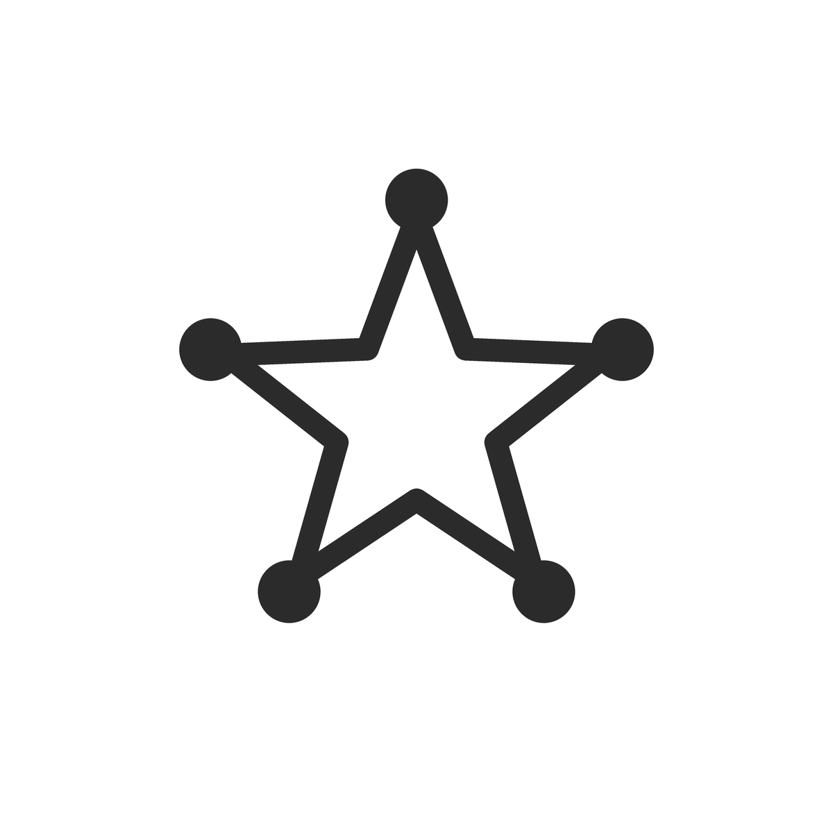Five-prong star top, seen face-on