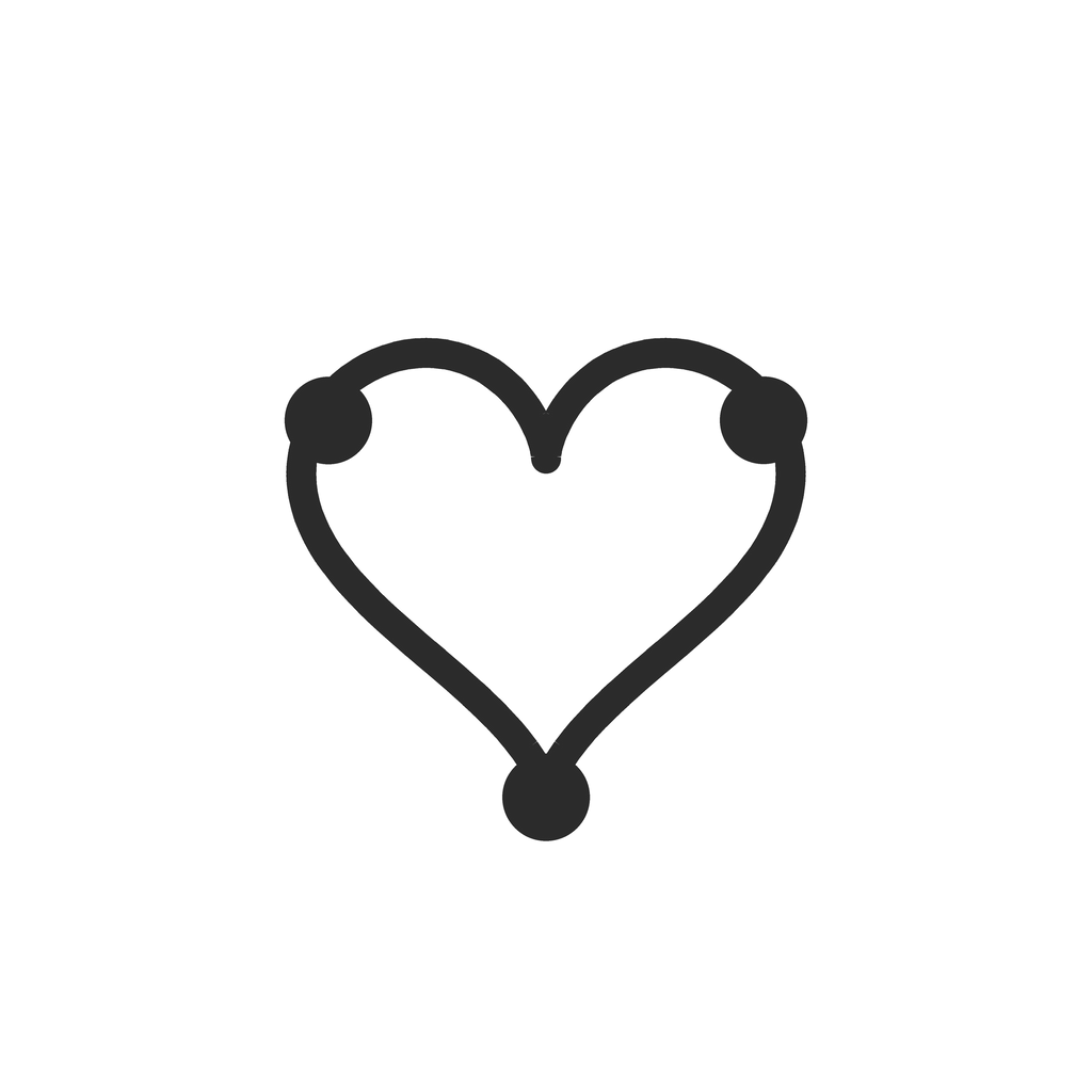 Three-prong heart CZ top, seen face-on