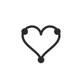 Three-prong heart CZ top, seen face-on