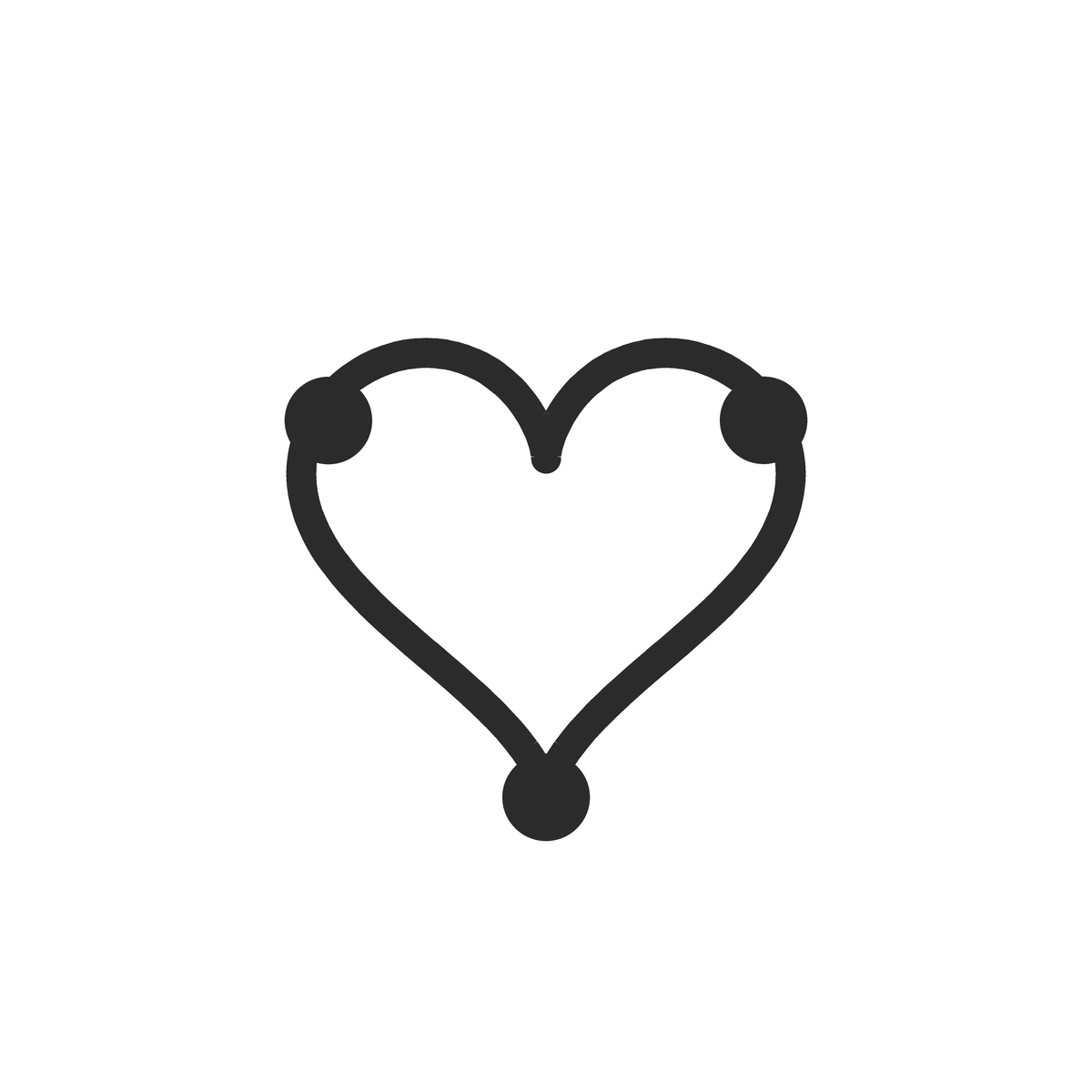 Three-prong heart CZ top, seen face-on